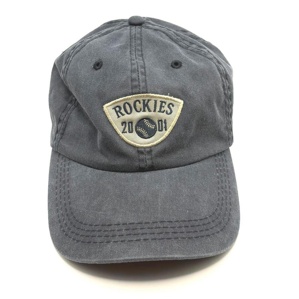 Vintage Colorado Rockies 2001 Baseball Dad Hat Washed Black Distressed Y2K MLB
